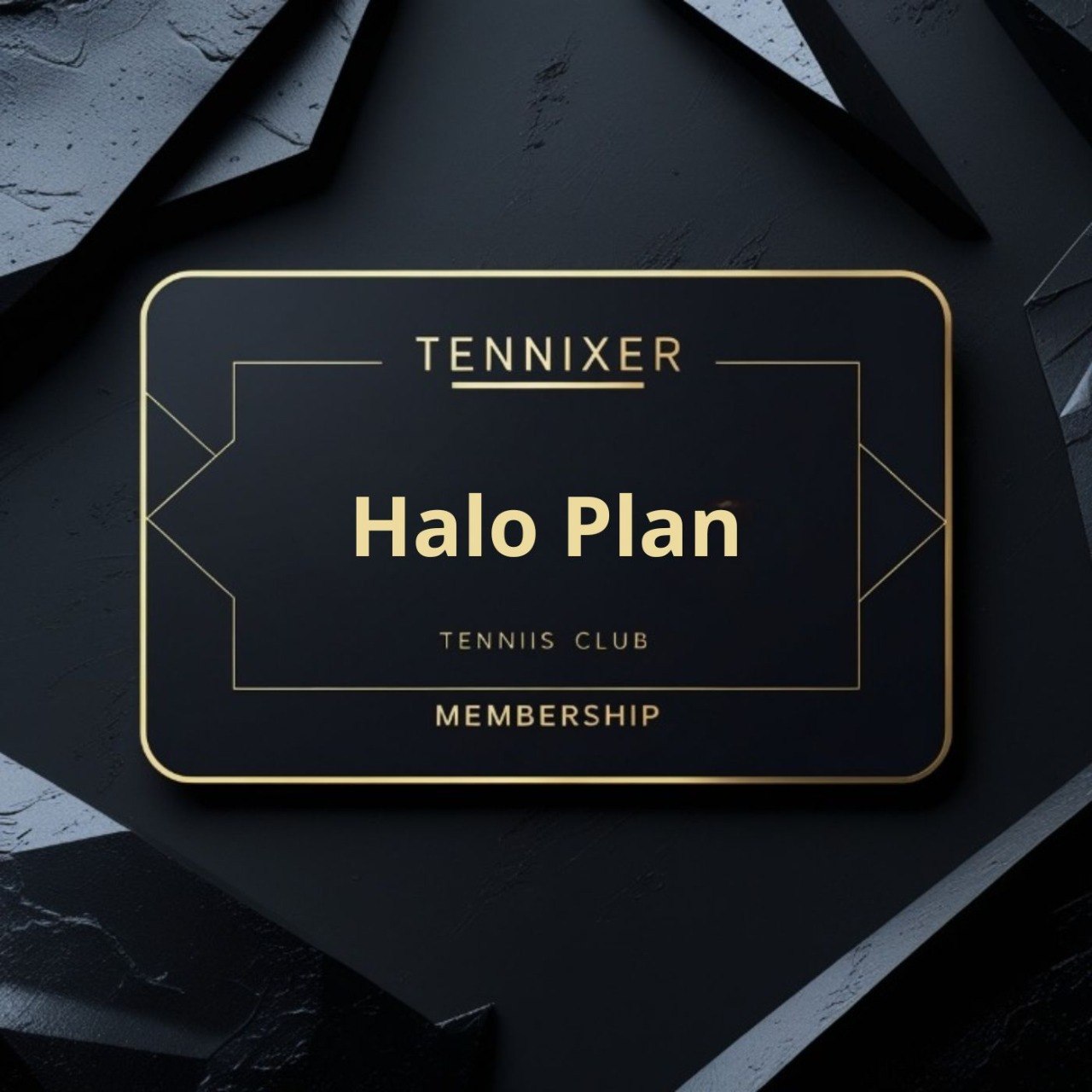 Tennixer Halo Plan membership card on a dark textured background