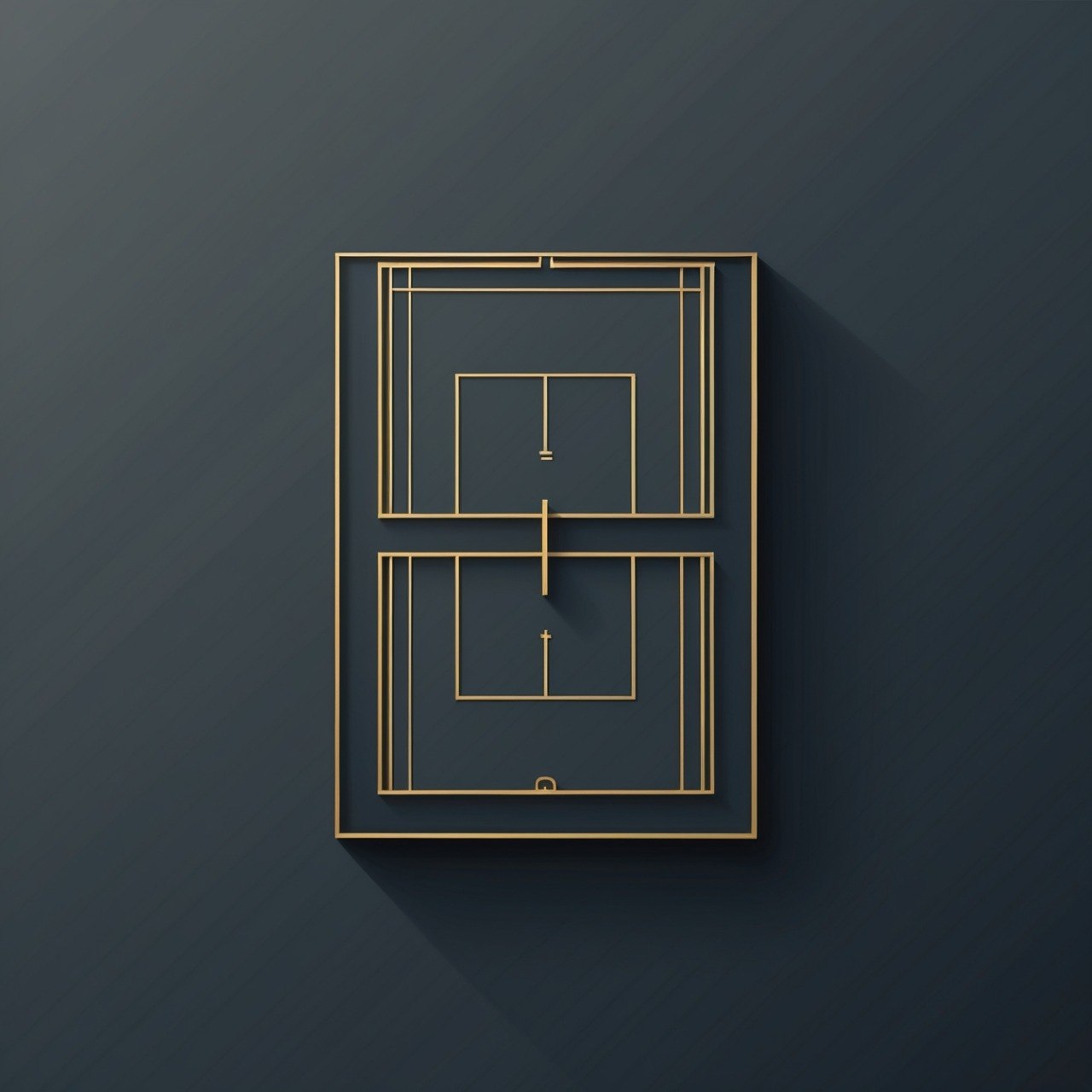 Gold geometric design on a dark gray background