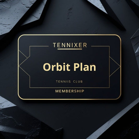 Tennixer Orbit Plan membership card on a dark textured background