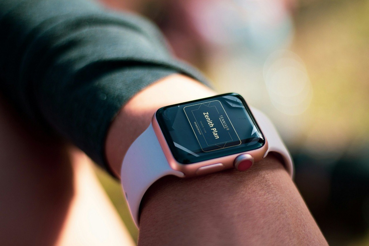 Smartwatch on a wrist with a blurred background